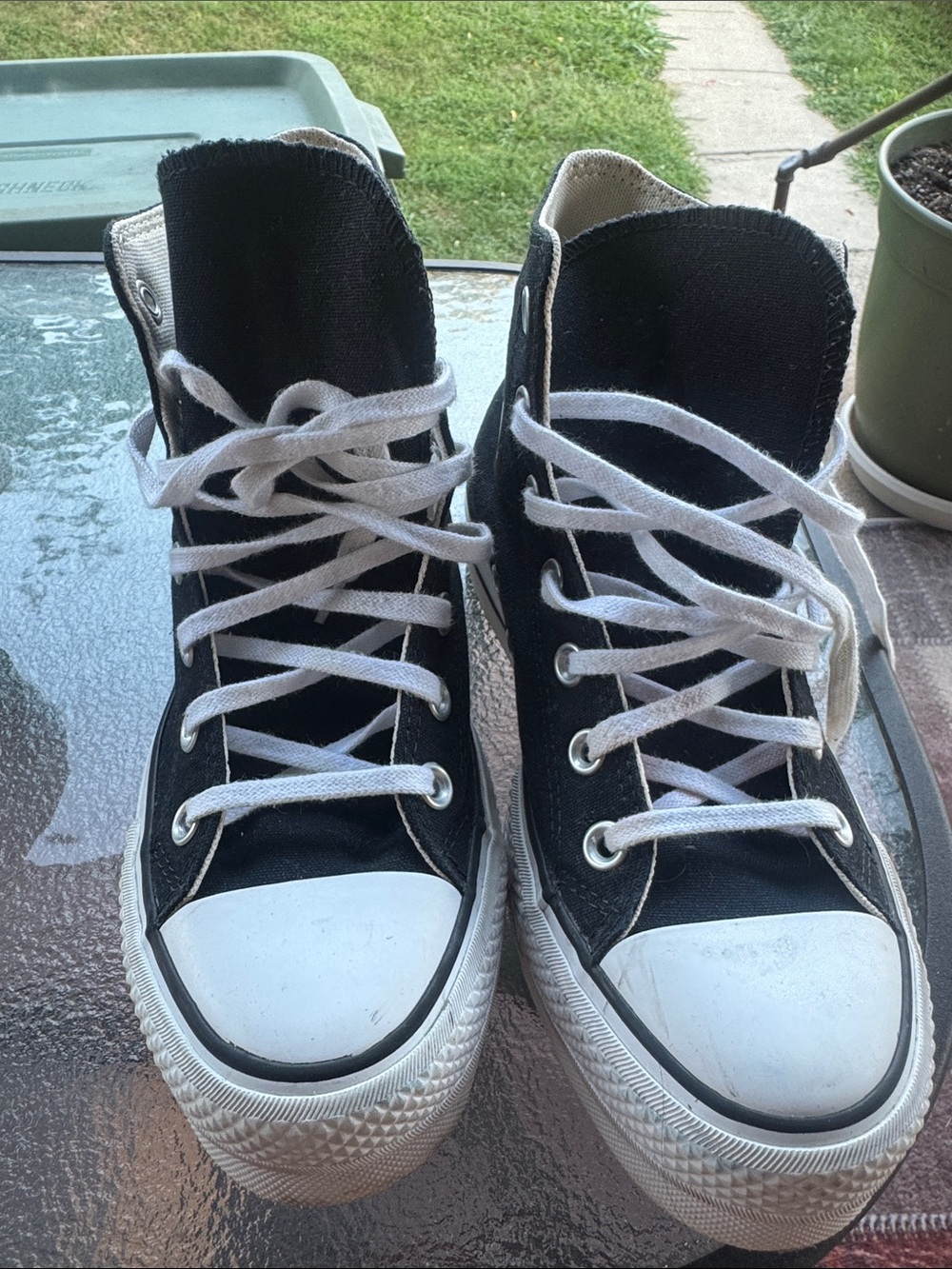 Converse Kids Black High-Top Canvas Sneakers with White Laces